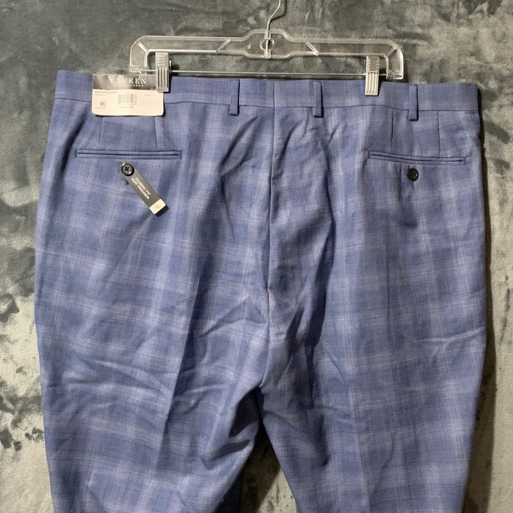 Lauren Ralph Lauren Mens Ultraflex Blue Plaid Suit Trousers Edgewood 42W x 32L